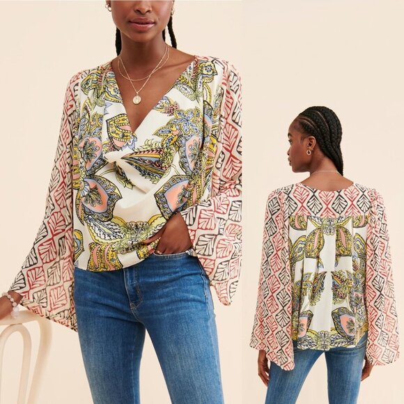 Free People Tops - Free People Aleena Printed Long Sleeve Blouse Size S